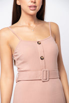 كيتشن فستان ميدي بدون أكمام سادة برباط حمالات