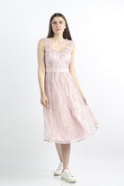 كيتشن فستان ميدي كم قصير مزهر مزموم من الخصر