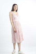 كيتشن فستان ميدي كم قصير مزهر مزموم من الخصر