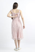 كيتشن فستان ميدي كم قصير مزهر مزموم من الخصر