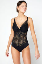 اتام بدلة شد الجسم دانتيل حمالات نسائي أسود