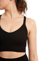 اتام حمالة صدرية رياضية على الخصر بخيوط على الظهر نسائي أسود