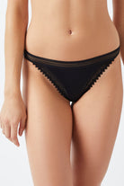 اتام سروال داخلي دانتيل مزين من الأعلى ومن الجانبين نسائي أسود