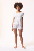 اتام شورت بيجامة محبوك مزين بدانتيل رمادي