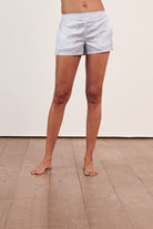 اتام شورت بيجامة سادة بجيوب نسائي أزرق سماوي