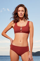 اتام سروال سباحة نسائي سادة نايلون بني