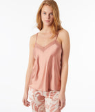 اتام بيجامة نوم 3 قطع بنطلون مشجر وتوب مع كارديجان سادة نسائي رملي