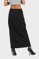 كيتشن تنورة ميدي طويلة سكيني بفتحة أمامية أسود