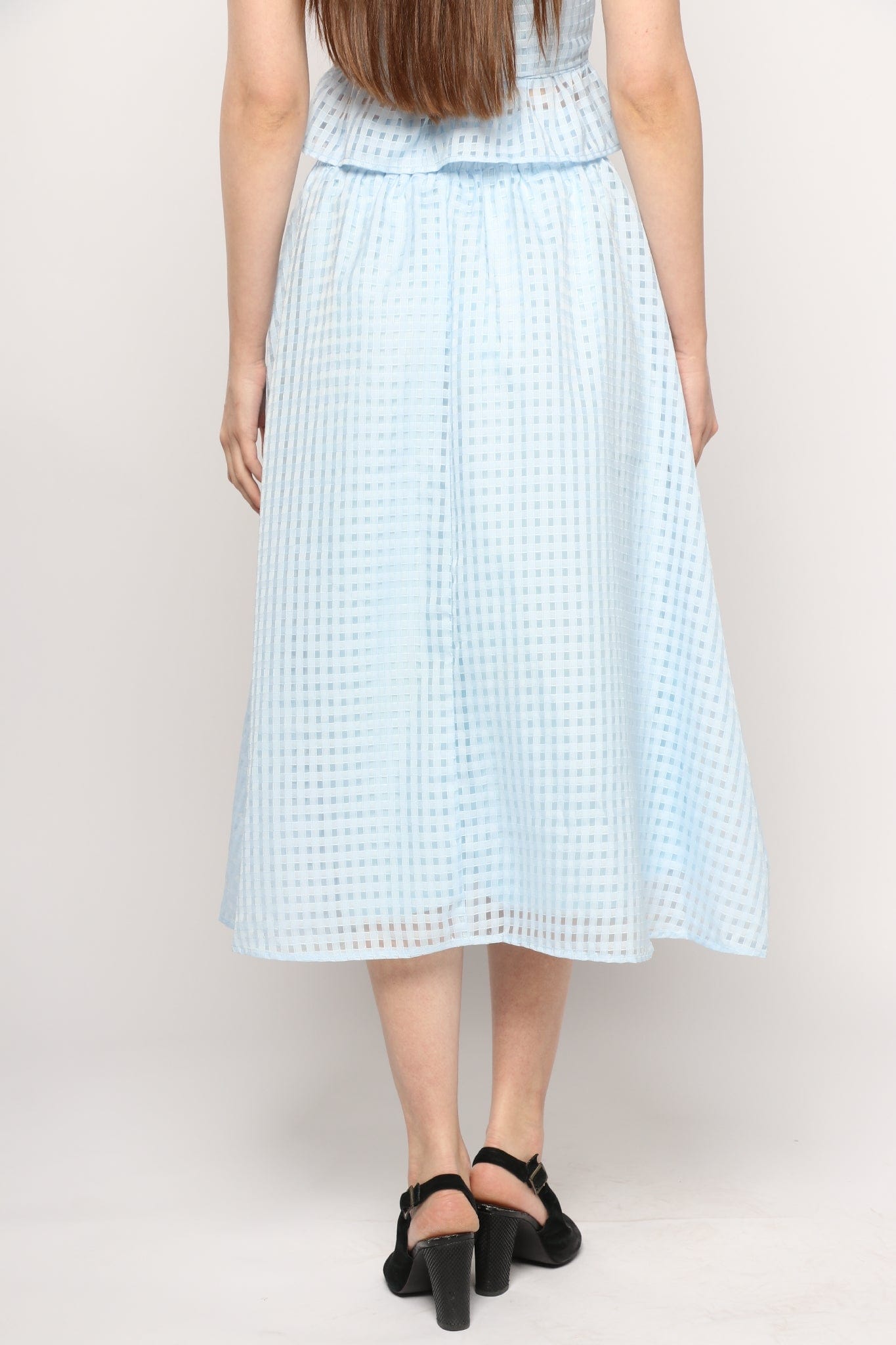 كيتشن تنورة ميدي واسعة مخرمة مبطنة