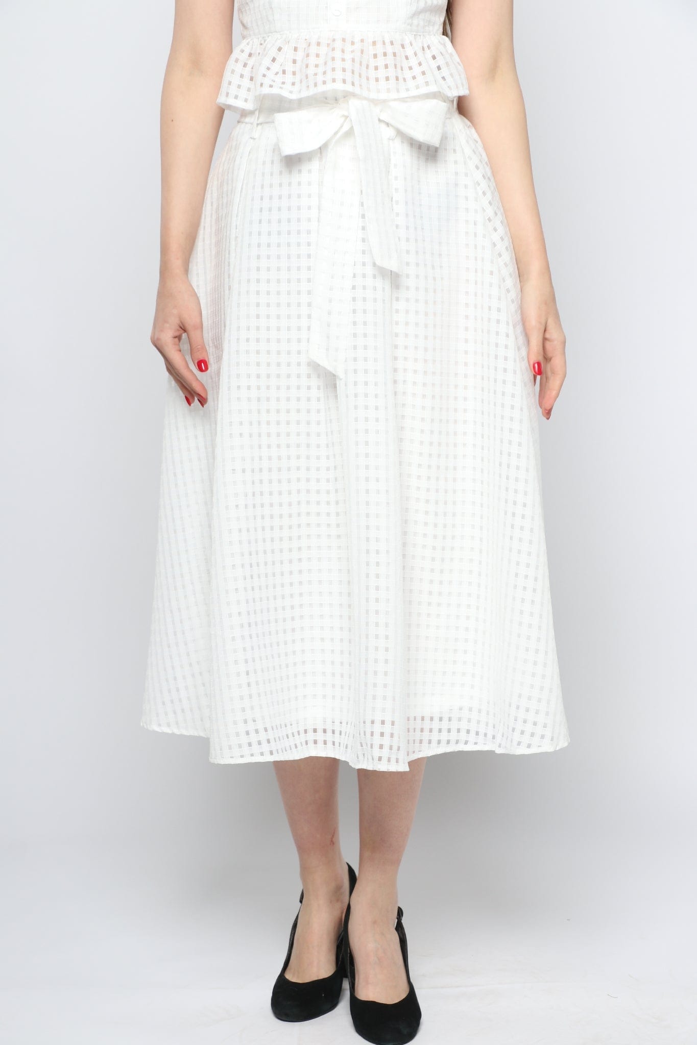 كيتشن تنورة ميدي واسعة مخرمة مبطنة