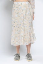 كيتشن جيبة ميدي موردة شيفون مكشكشة من أسفل