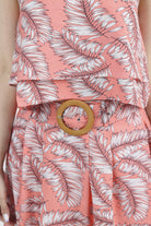 كيتشن تنورة ميدي مورد واسعة بكسرات بحزام عريض