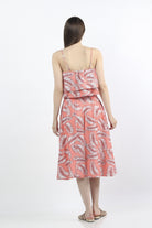 كيتشن تنورة ميدي مورد واسعة بكسرات بحزام عريض