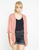 شانا كارديجان نص كم منقوش طويل نسائي وردي فاتح