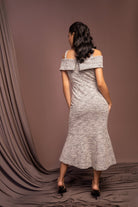 نتشي فستان صوف طويل نسائي بدون أكتاف