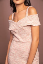 نتشي فستان صوف طويل نسائي بدون أكتاف