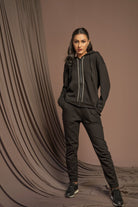 نتشي بنطلون رياضي خطين من الجانب خصر عال نسائي