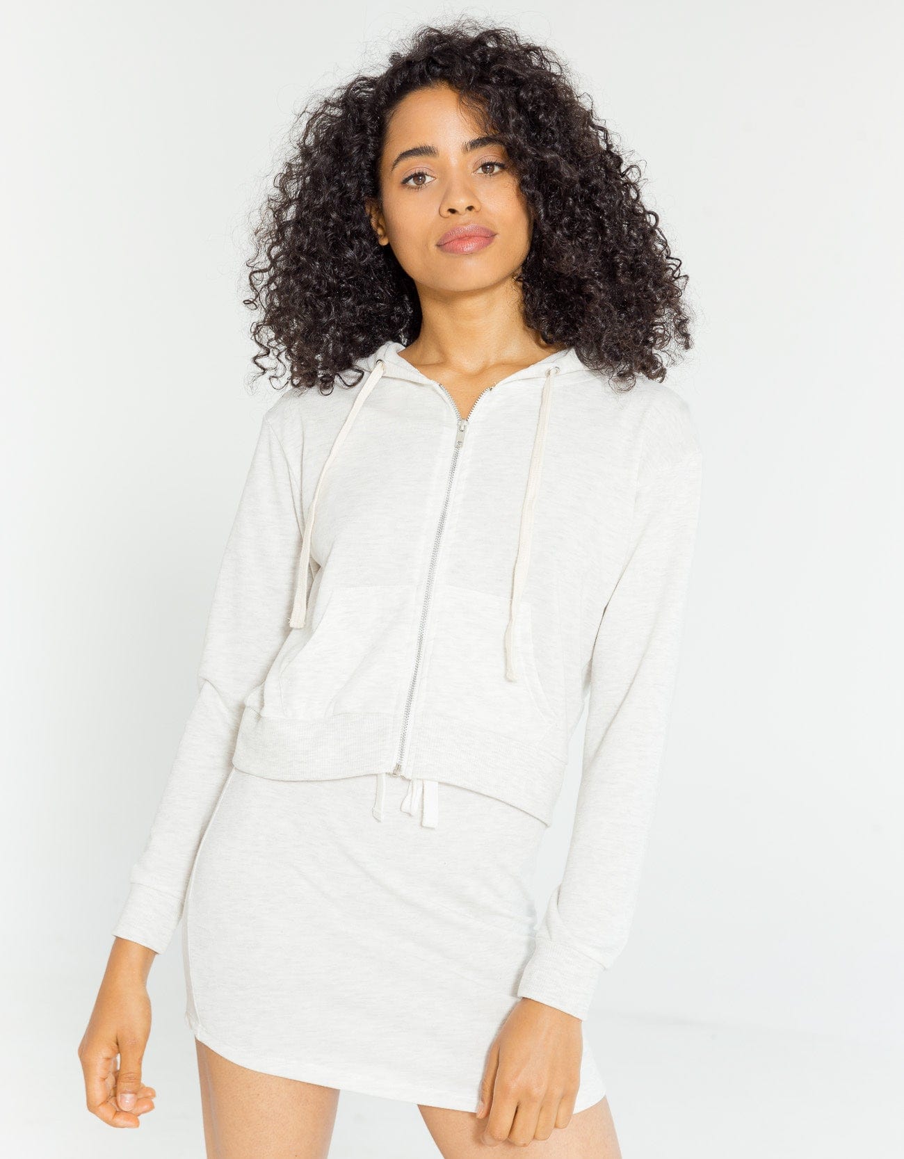 شانا جاكيت منقوش بسحاب بأكمام طويلة نسائي مزيج رمادي فاتح