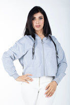 كيتشن جاكيت قطن قصير بسحاب وقبعة كم طويل نسائي