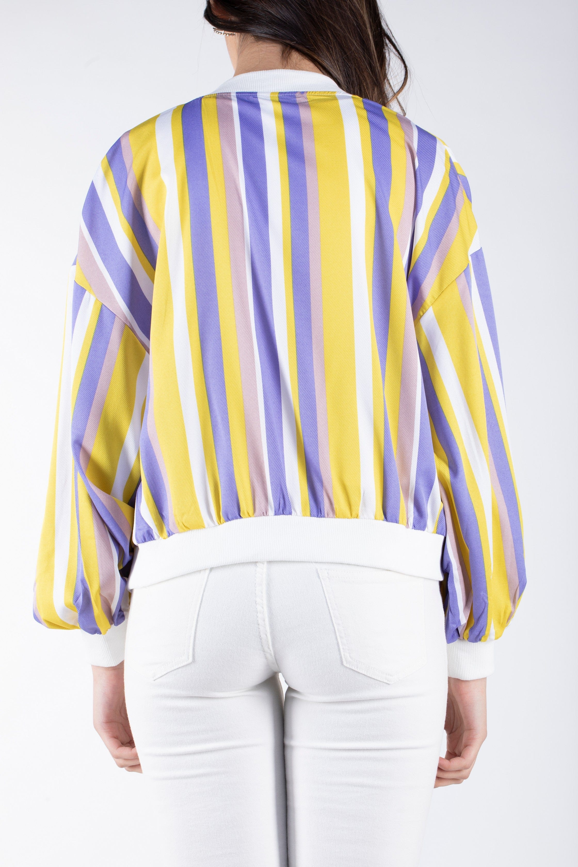 كيتشن جاكيت ملون بسحاب كم طويل نسائي بنفسجي