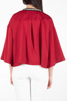 نتشي جاكيت نسائي مطرز من الياقة 3/4 كم سادة مارون