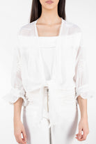 نتشي كارديجان شفاف لف مورد 3/4 كم نسائي