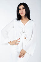 نتشي كارديجان سادة لف بأكمام طويلة واسعة