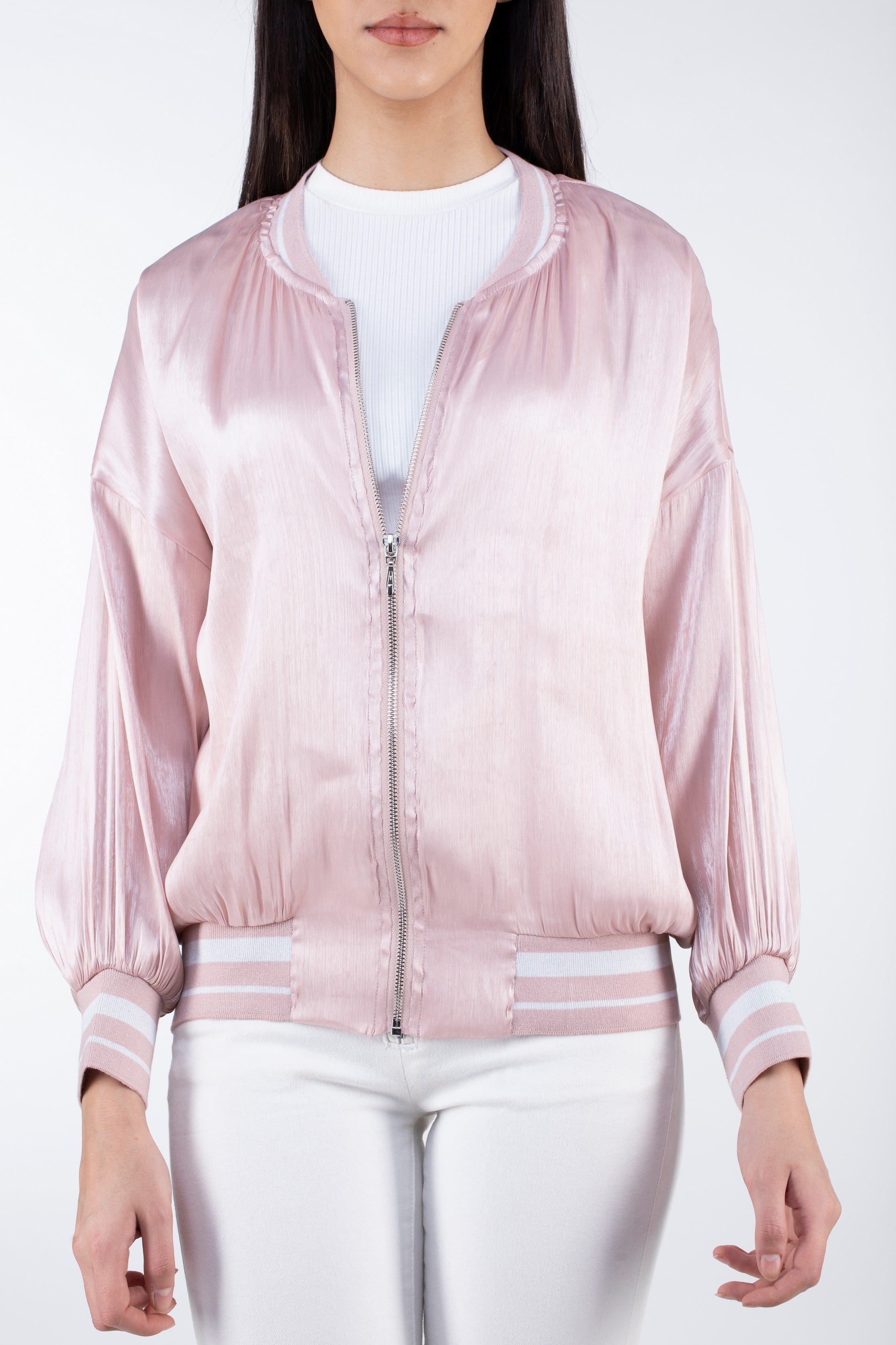 كيتشن جاكيت بسحاب بدون ياقة كم طويل نسائي