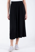 ميكا تنورة ميدي قطن سادة بخصر مطاط