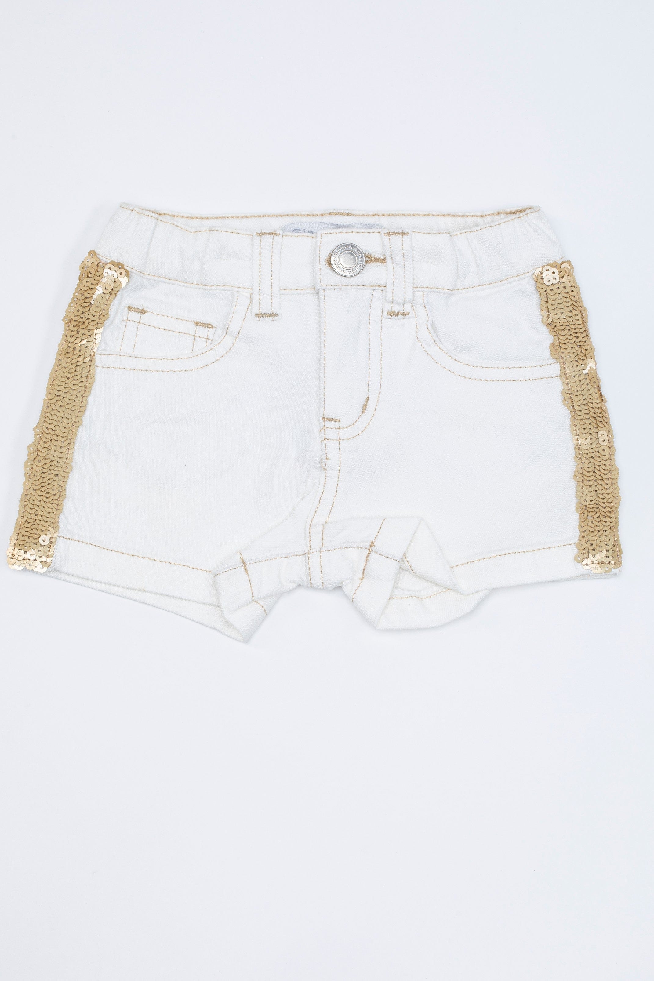 جينجرسنابس شورت بناتي جينز سادة بقشر سمك أبيض