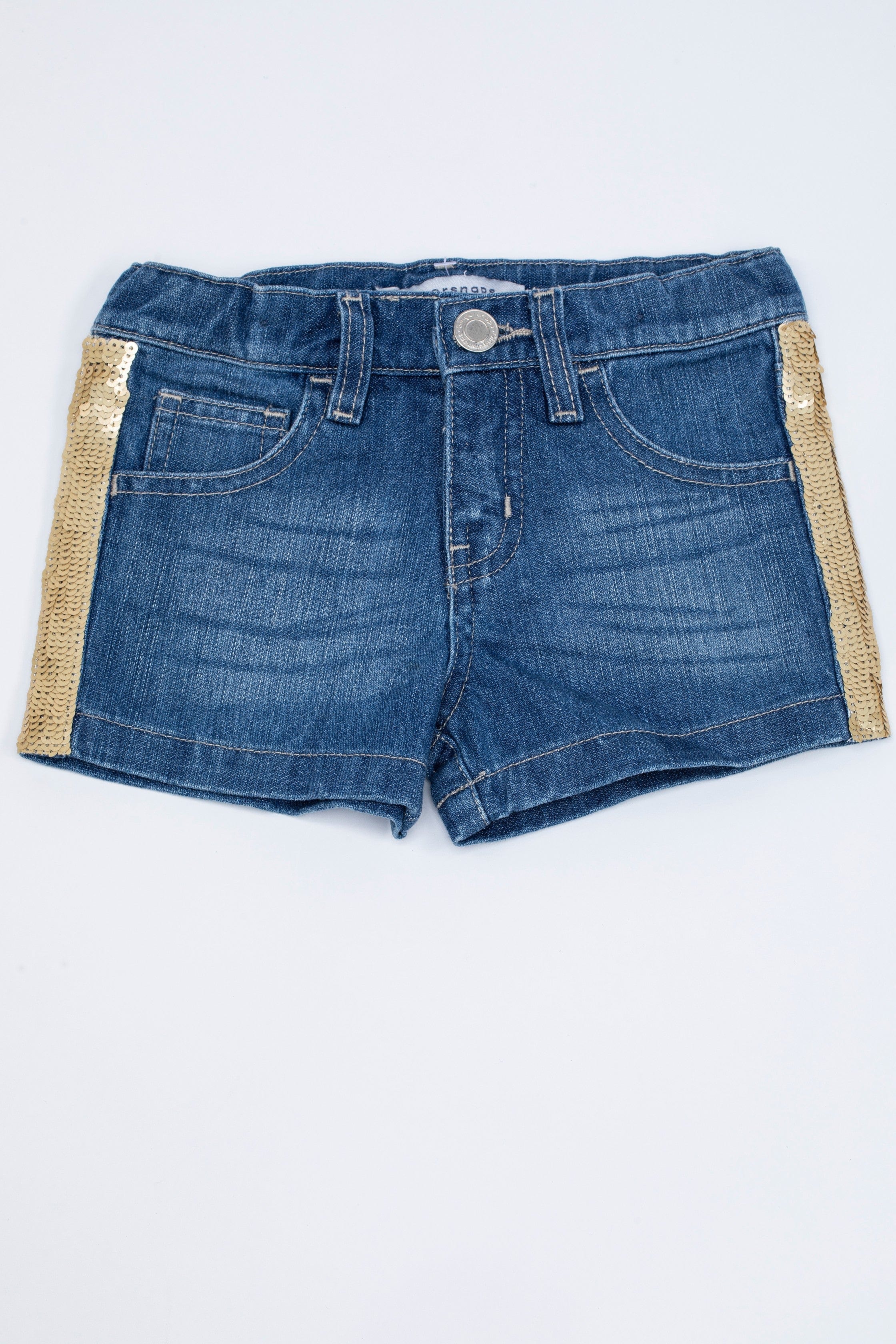 جينجرسنابس شورت بناتي جينز قشر سمك من الجانبين دينم أزرق غامق