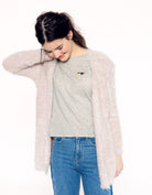 شانا جاكيت فرو سادة كم طويل وردي