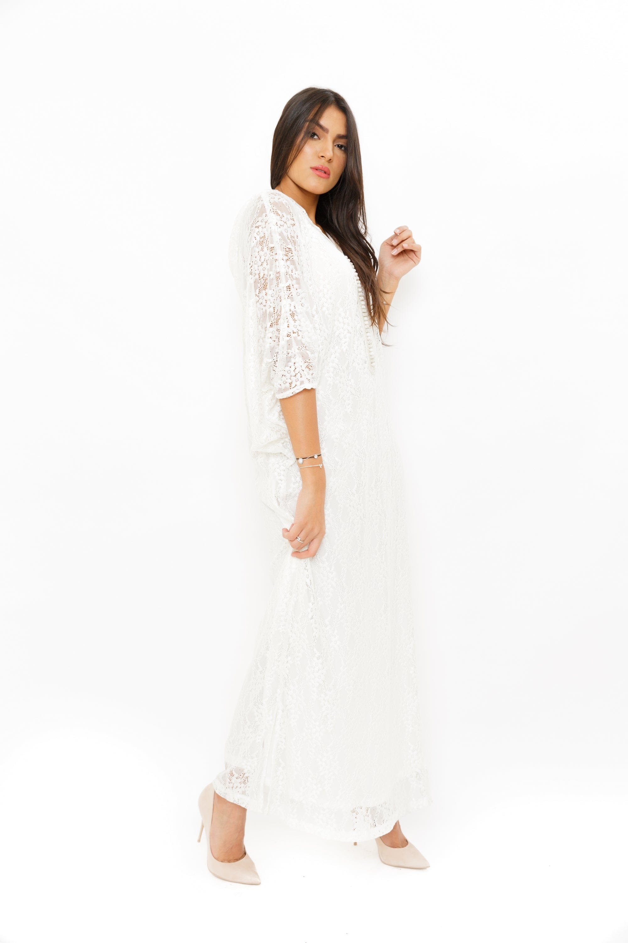 ديامانتين عباية دانتيل شفافة 3/4 كم نسائي