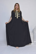 ديامانتين عباية واسعة مطرزة من أعلى أكمام قصيرة مفتوحة