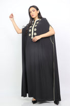 ديامانتين عباية واسعة مطرزة من أعلى أكمام قصيرة مفتوحة