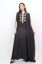 ديامانتين عباية واسعة مطرزة من أعلى أكمام قصيرة مفتوحة