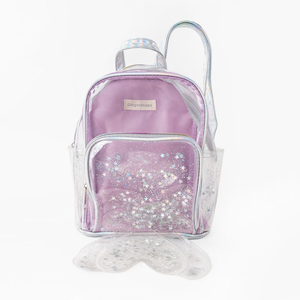 جينجرسنابس حقيبة بناتي ظهر شفافة وردي مزينة بالنجوم قوس قزح