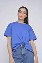 نتشي بلوزة قطن سادة من الخلف مزينة بحلقة عند الخصر نسائي