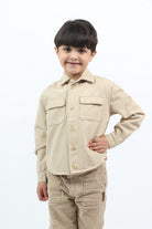 جينجرسنابس سترة خفيفة بأزرار أمامية وجيوب كم طويل أولادي رضع بيج