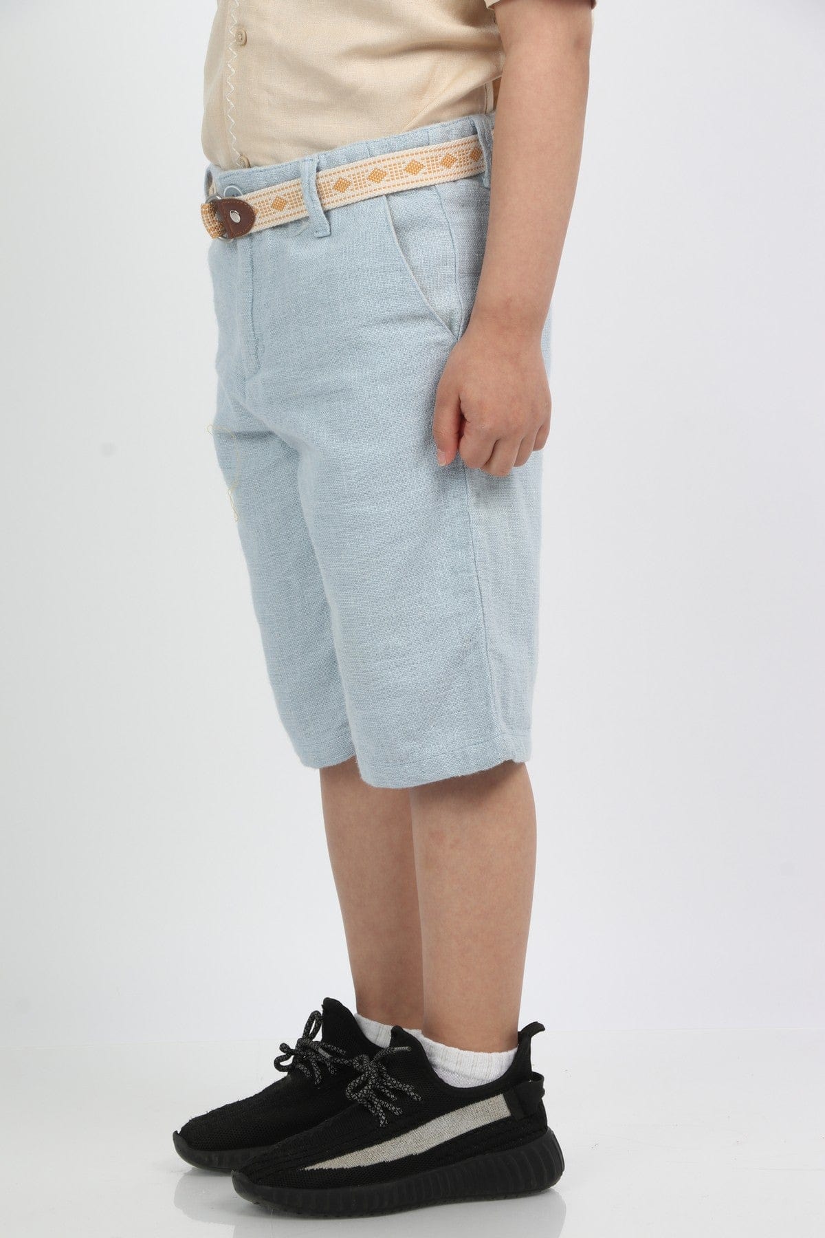 جينجرسنابس شورت ولادي طويل مع ثنية أزرق فاتح