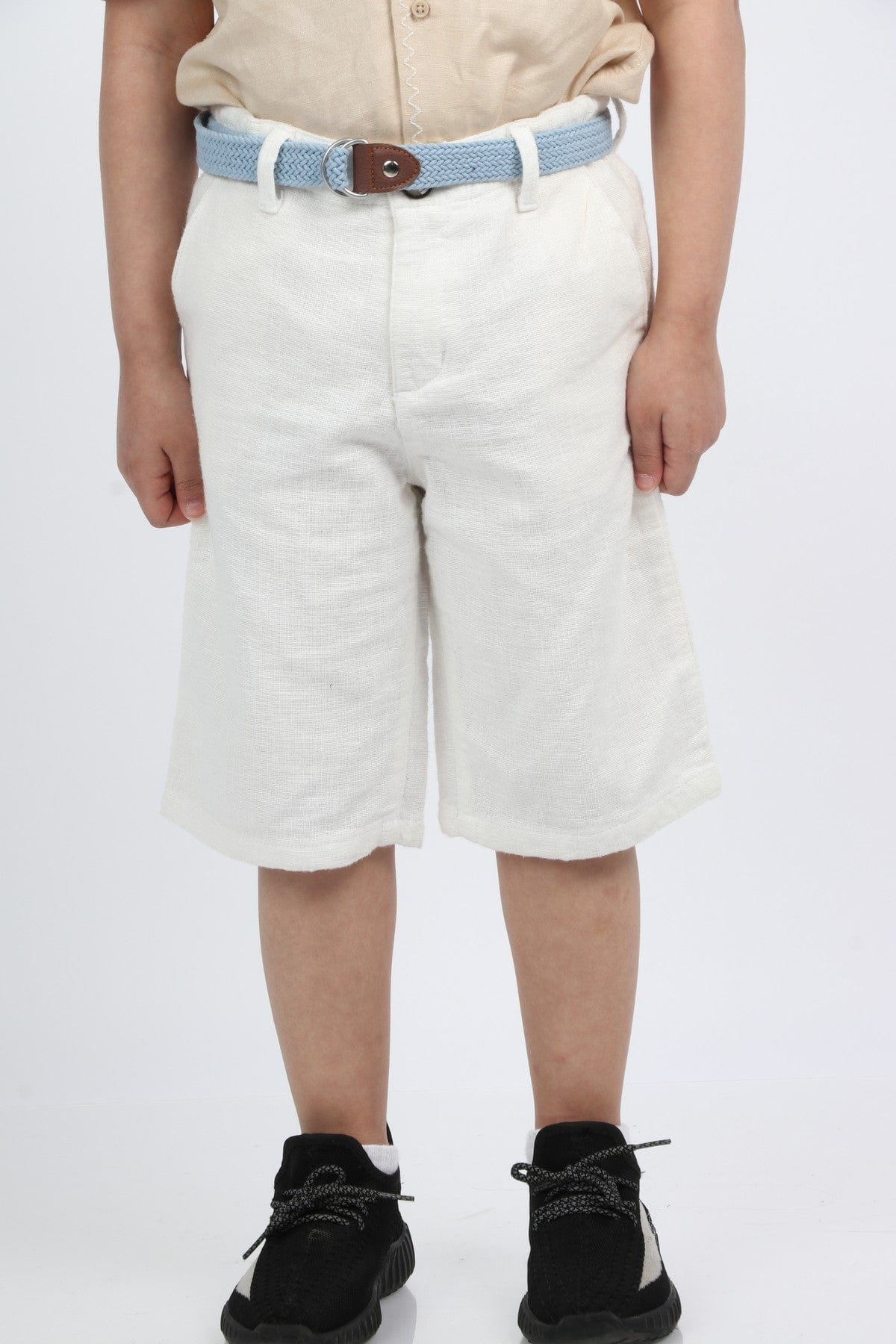 جينجرسنابس شورت ولادي طويل بخصر مرتفع سادة أبيض