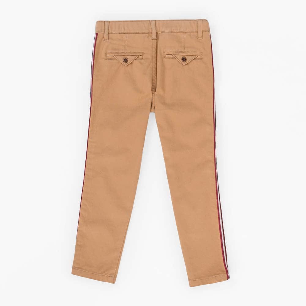 جينجرسنابس بنطلون ولادي سادة بخطين أماميين كراميل