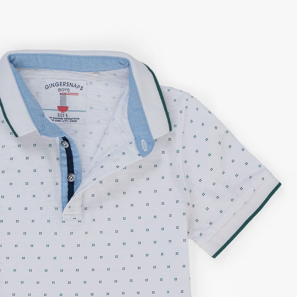 جينجرسنابس تيشيرت ولادي بولو منقط نص كم أوف وايت فاتح