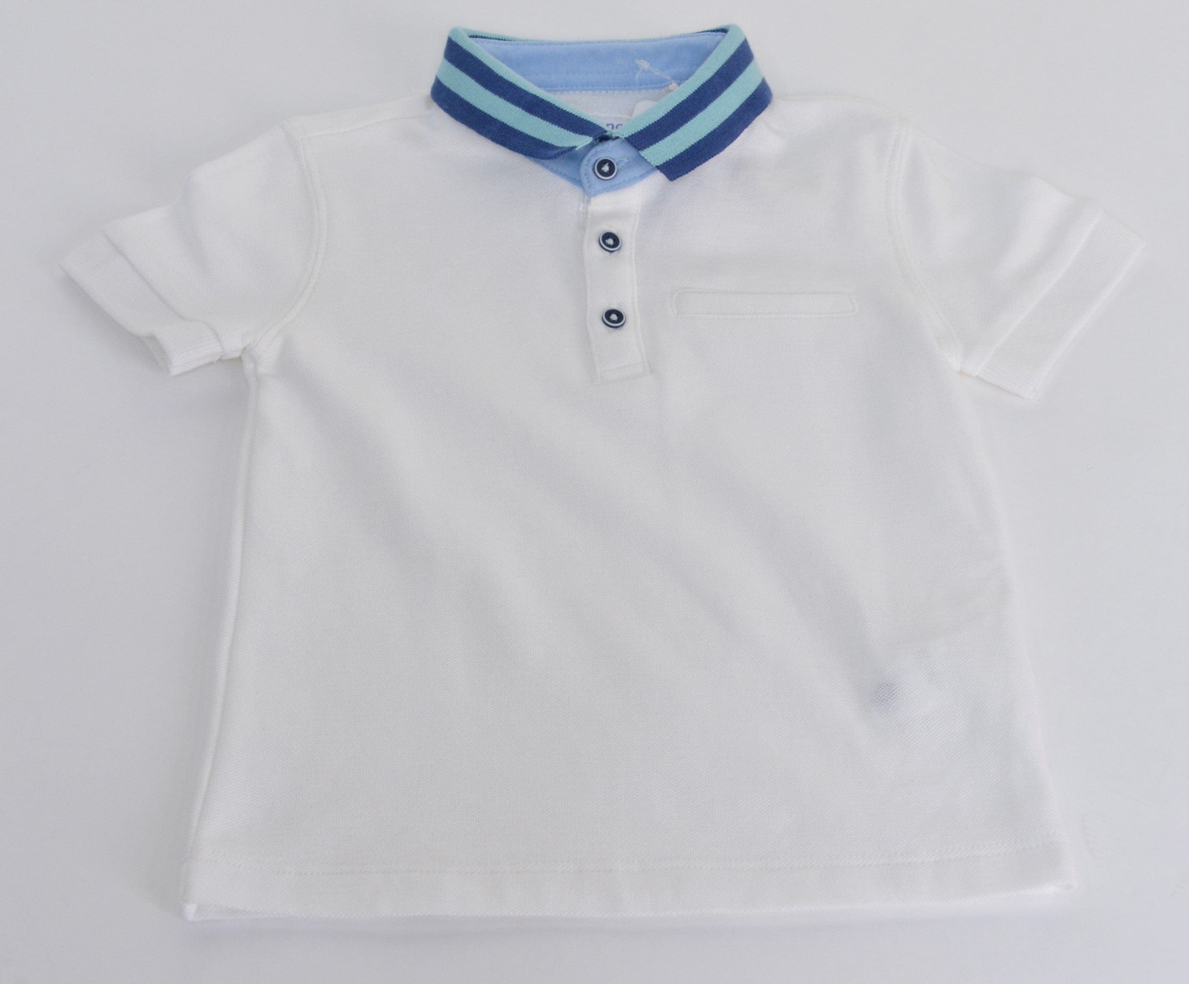 جينجرسنابس تي شيرت بولو ولادي يادة بياقة مخططة بأزرار أمامية أبيض