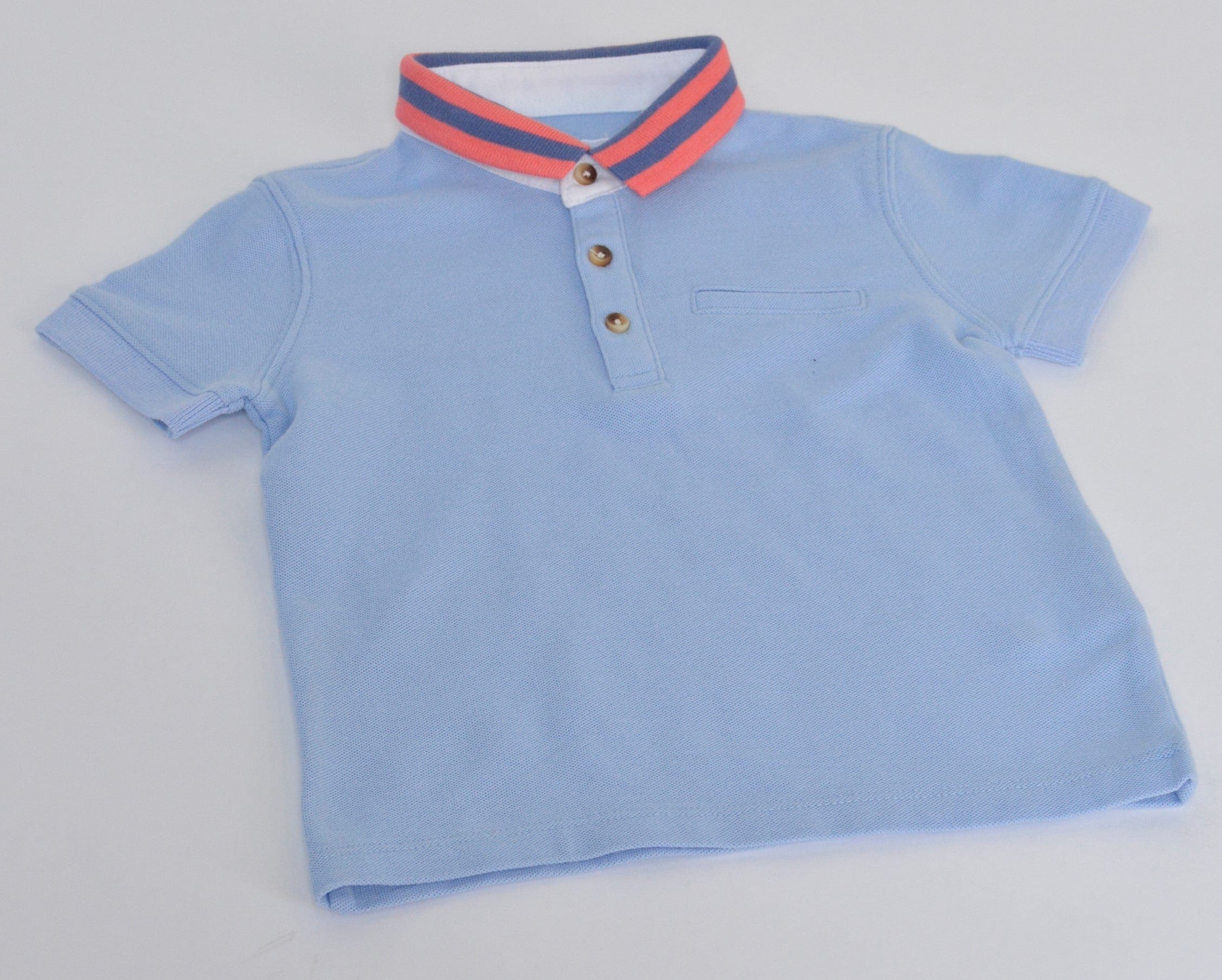 جينجرسنابس تي شيرت بولو ولادي سادة بأزرار أمامية نص كم أزرق سيرولي