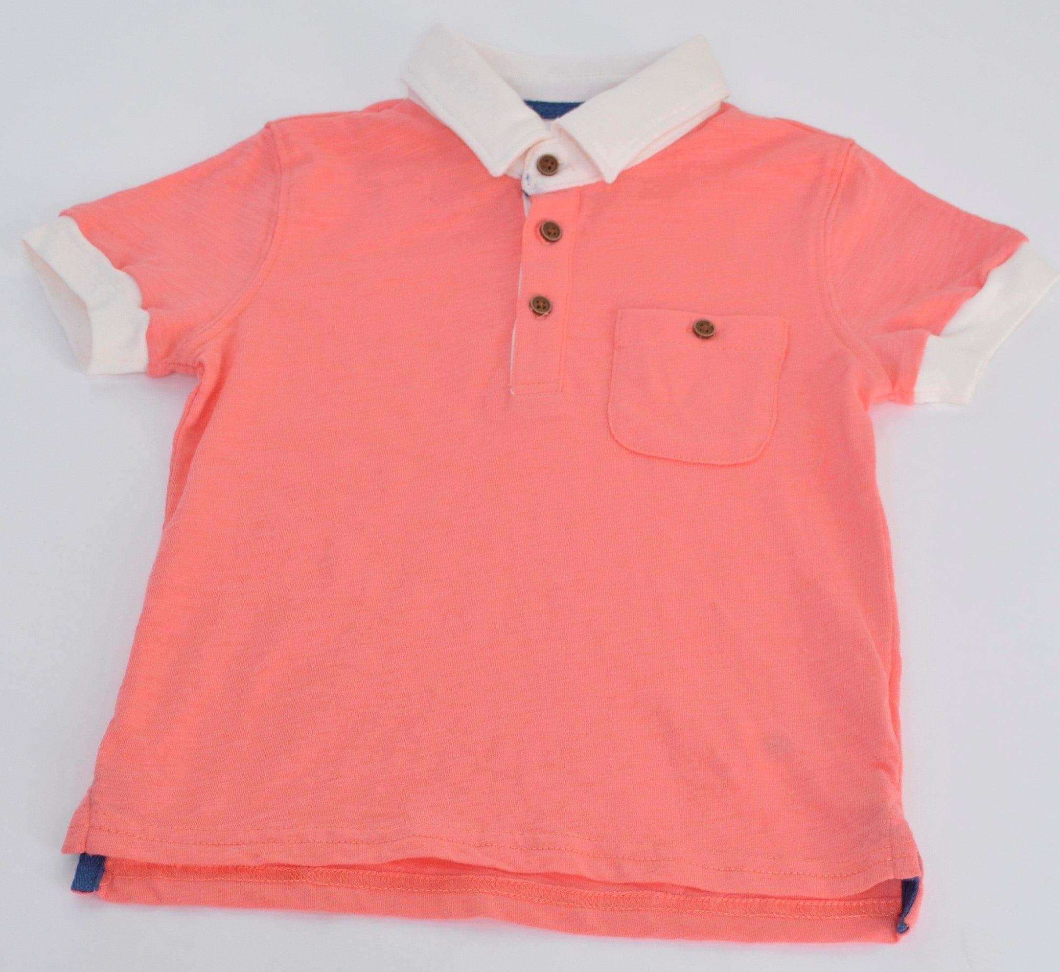 جينجرسنابس تي شيرت بولو للاطفال سادة بياقة بيضاء ولادي مرجاني محترق