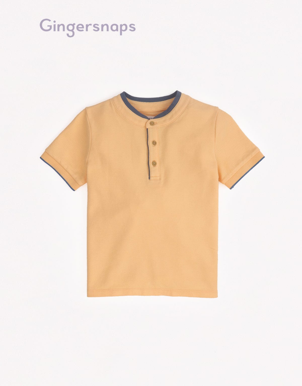 جينجرسنابس تيشيرت ولادي سادة بأزرار أمامية نص كم برتقالي فاتح