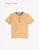 جينجرسنابس تيشيرت ولادي سادة بأزرار أمامية نص كم برتقالي فاتح