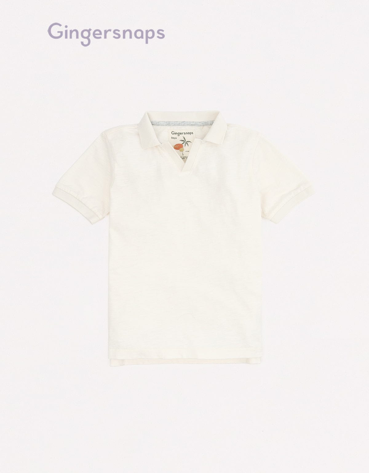جينجرسنابس تيشيرت بولو أولادي سادة نص كم - أوف وايت