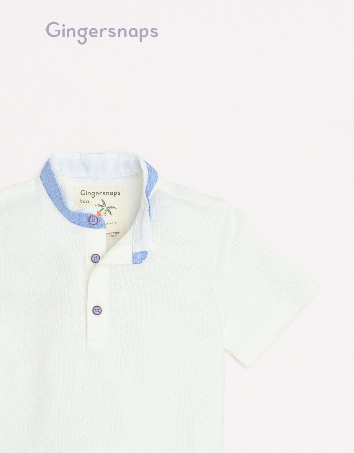 جينجرسنابس تيشيرت بولو سادة بنص رقبة جينز ولادي أوف وايت